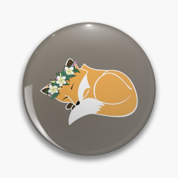 Item preview, Cute Sleeping Fox Wearing Plumeria Lei Poo designed and sold by Idimedley.