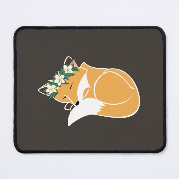 Item preview, Cute Sleeping Fox Wearing Plumeria Lei Poo designed and sold by Idimedley.