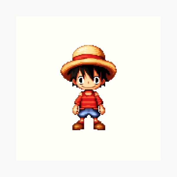 One Piece Luffy Pixel Art Framed Art Print for Sale by kobmamba