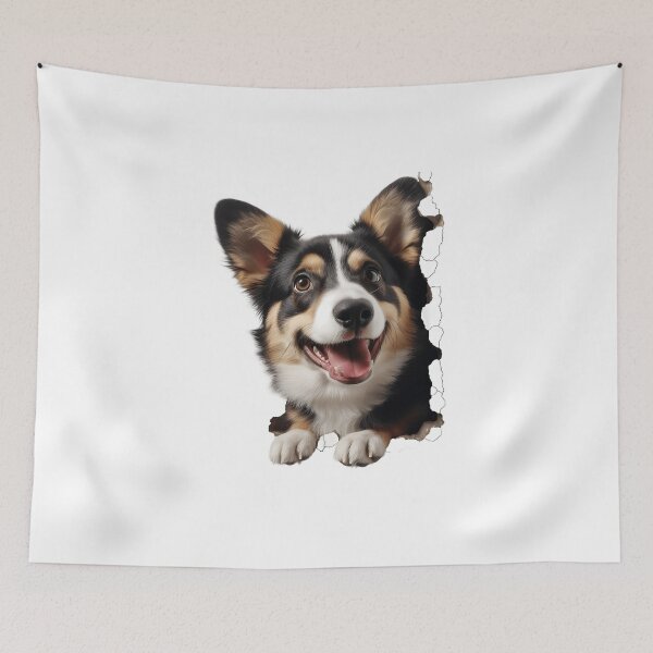 Item preview, Welsh Corgi Dog Breed Popping Out of The Wall #5 designed and sold by DogDigiArt.