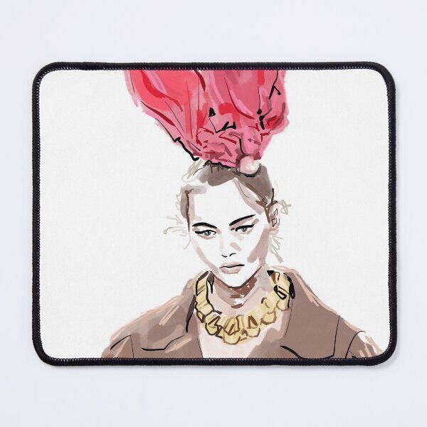 Item preview, Girl with pink bow fashion illustration designed and sold by Dilerte.