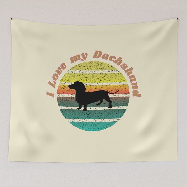 Item preview, Retro Sunset and Dachshund Dog designed and sold by zibziby.
