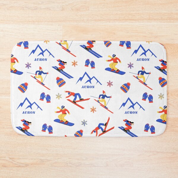 Item preview, Auron in Mercantour France Ski Snowboard seamless pattern designed and sold by Vintage-TM.