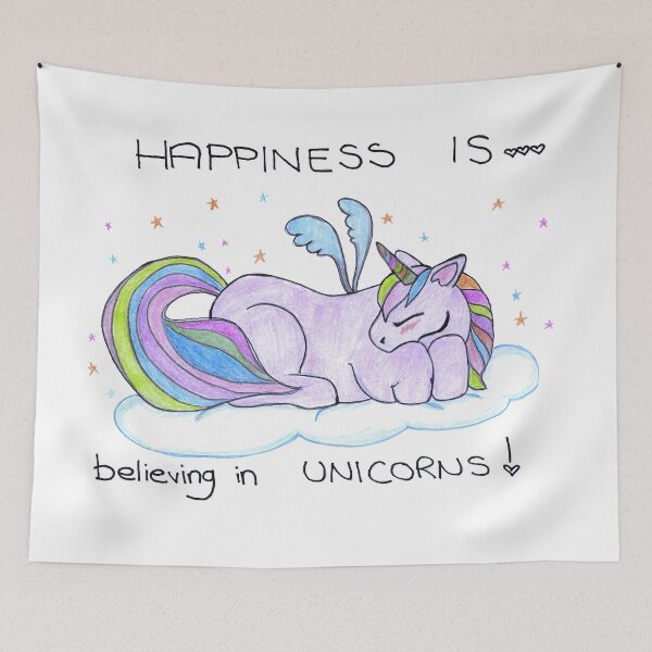 Item preview, Happiness Is Believing In Unicorn Cute Unicorn Quote designed and sold by HighArtDesigns.