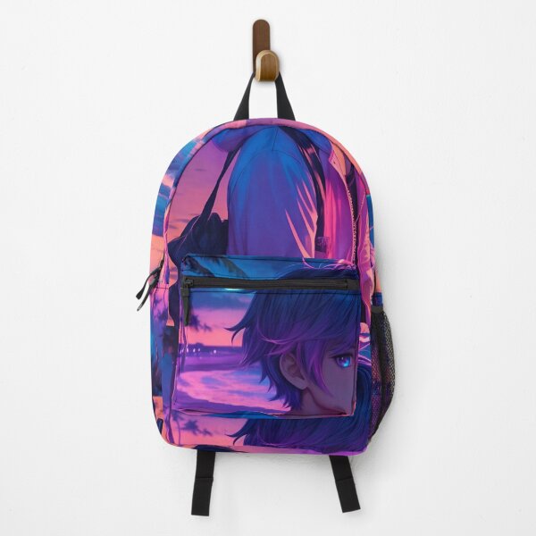 Item preview, "Sunset Dreams: Anime Boy's Innocence in Neon Paradise" designed and sold by AyushAIImage01.