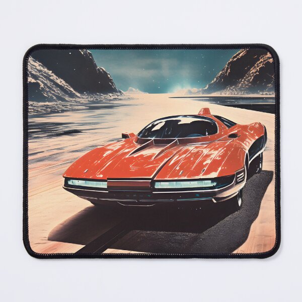 Item preview, Red Retro Futuristic Sports Car and an Extraterrestrial Desert Landscape at Night with Starry Sky designed and sold by Je-we.