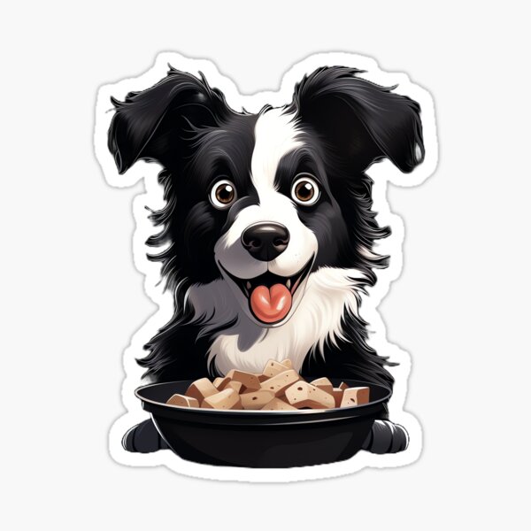 Item preview, Dog sitting and hungry, black border collie designed and sold by OurFreakPet.