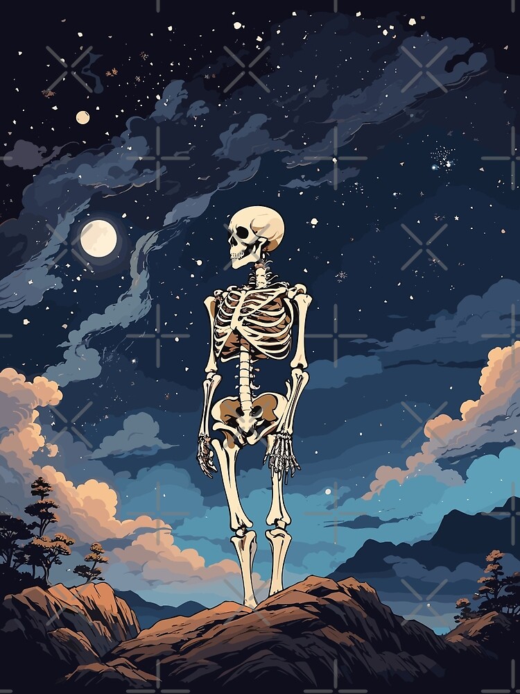 AI Art Generator: A skeleton in a black robe with a scythe in his hand. The  skeleton is made in a simple style, with an unrealized oval skull. HD, very  detail, Skeleton
