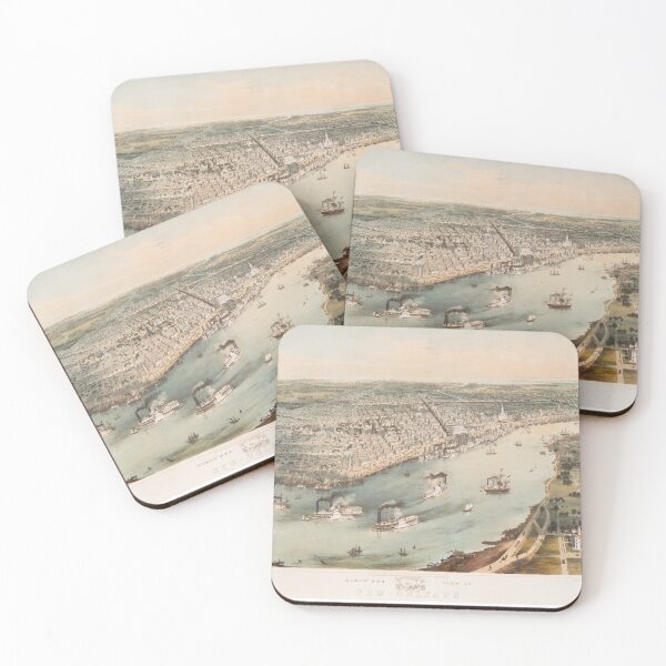 Item preview, New Orleans Louisiana 1851 Bird's Eye View Print designed and sold by VoyagerVintage.