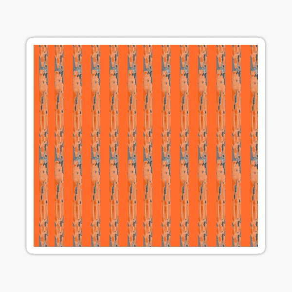 Watercolor Tree Trunks: Pink and Blue Striped Bark on Orange Sticker