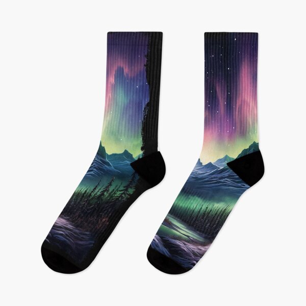 Item preview, Northern Light Aurora Borealis Scenery Mountains Rivers Trees designed and sold by NLTees.
