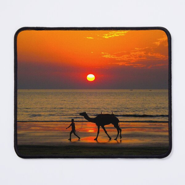 Item preview, WATERSCAPES #43 - Boy Walking Camel on Beach at Sunrise/Sunset designed and sold by DEL-Productions.
