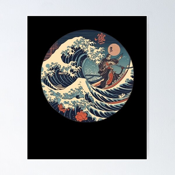 Item preview, Samurai on great wave surfing designed and sold by TeePulseMania.