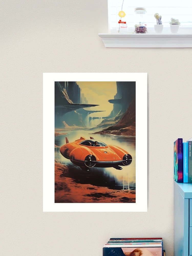 ガブエラ・パリャーイ　 　　風景 Red Color Retro Futuristic Flying Car and Desert Canyon