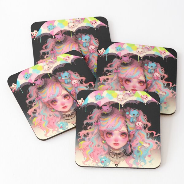 Item preview, Cute Pastel Harajuku Umbrella Anime Girl designed and sold by bubblegoth.
