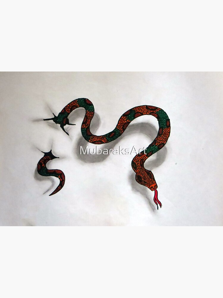 3D Black Mamba Python Boa Snake Head