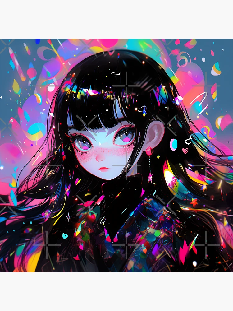 Cool Angry Rainbow Paint Splatter Anime Girl Sticker for Sale by  bubblegoth