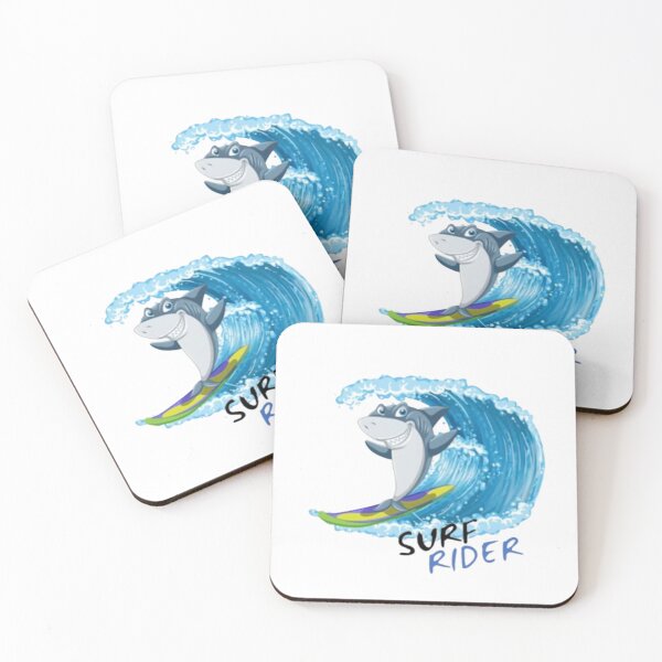 Item preview, Composition Cheerful shark surfing, SURF RIDER designed and sold by MoshisooPrint.