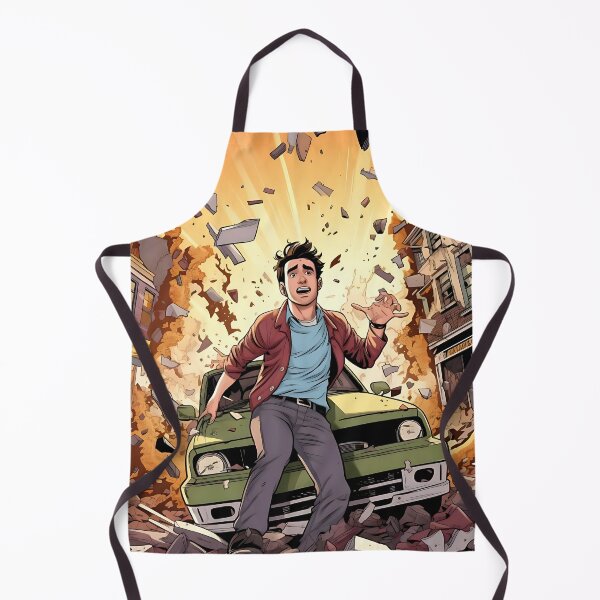 Item preview, Pensive pause: man in green car amid urban decay designed and sold by ArrangedDesigns.