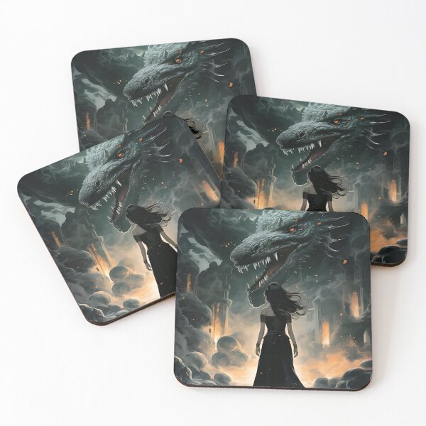 Item preview, In the face of the beast: woman in despair before the dragon designed and sold by ArrangedDesigns.