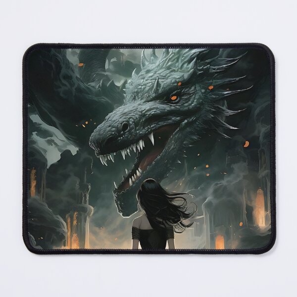 Item preview, In the face of the beast: woman in despair before the dragon designed and sold by ArrangedDesigns.