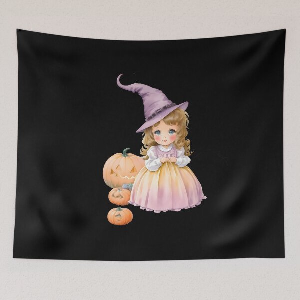 Item preview, Watercolor Hand Drawn Little Witch and Halloween Pumpkin designed and sold by BloomCatB.