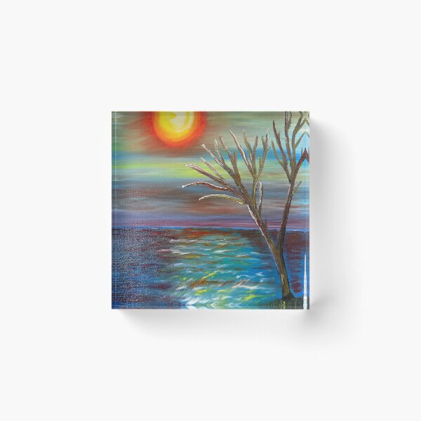 Item preview, Red sun over tree and water designed and sold by Jackiekatz1.