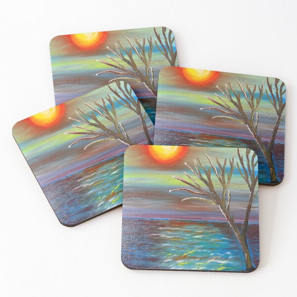 Item preview, Red sun over tree and water designed and sold by Jackiekatz1.