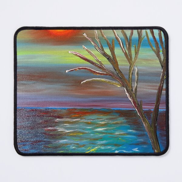 Item preview, Red sun over tree and water designed and sold by Jackiekatz1.
