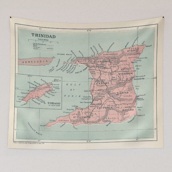 Item preview, Trinidad and Tobago 1923 Map Print designed and sold by VoyagerVintage.