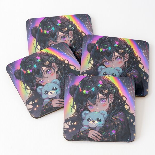Artikelvorschau, Niedliches Anime-Mädchen am regnerischen Tag mit Teddybär entworfen und verkauft von bubblegoth.