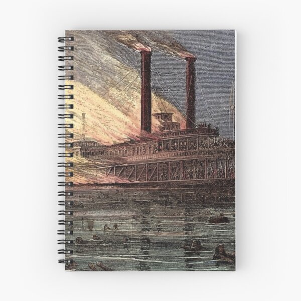 Artikelvorschau, MARITIME #43 SS Sultana Paddle Steamship Disaster - Holzschnittzeichnung entworfen und verkauft von DEL-Productions.