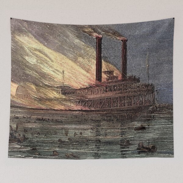 Item preview, MARITIME #43 SS Sultana Paddle Steamship Disaster - Woodcut Drawing designed and sold by DEL-Productions.
