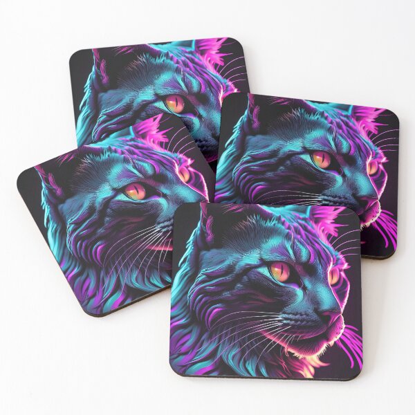 Item preview, Vaporwave Cat portrait cyberpunk aesthetic designed and sold by ChaosEdits.