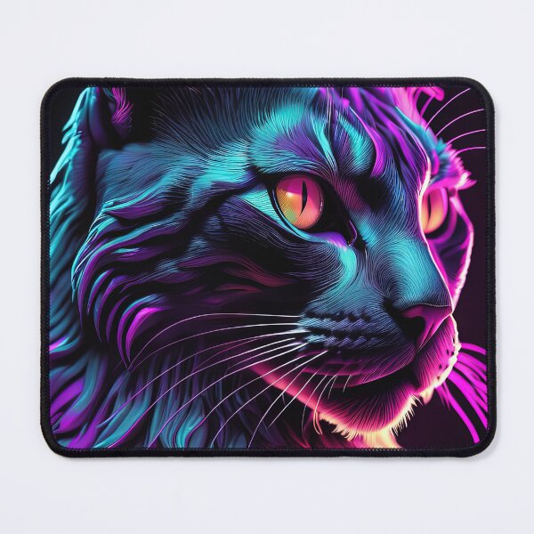 Item preview, Vaporwave Cat portrait cyberpunk aesthetic designed and sold by ChaosEdits.