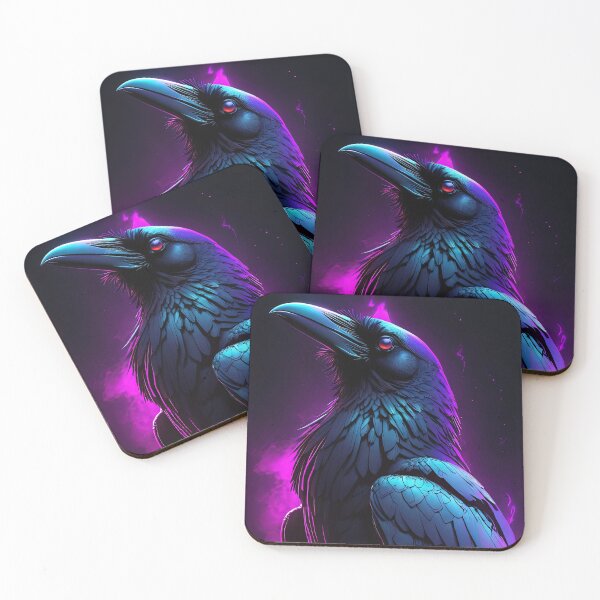 Item preview, Epic Raven portrait illustration vaporwave aesthetic designed and sold by ChaosEdits.