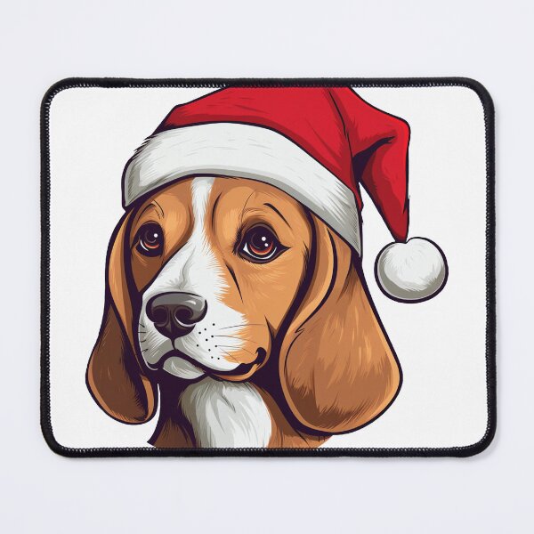 Item preview, Adorable Christmas Beagle donning a Santa Claus hat designed and sold by MOA-trends.