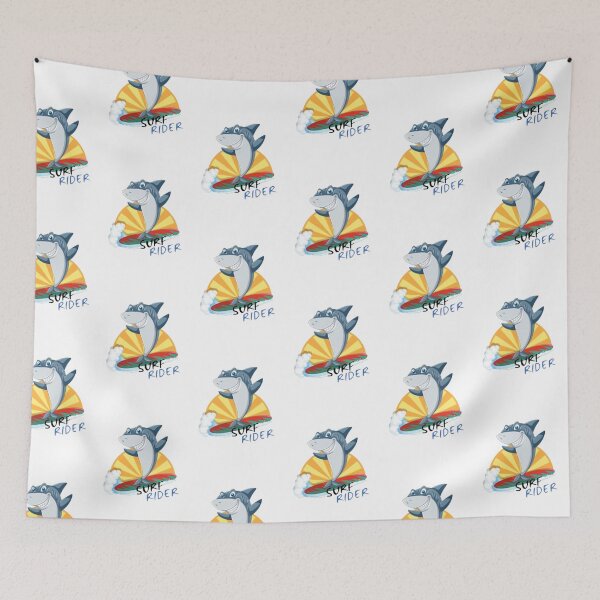 Item preview, Composition Cheerful shark surfing, SURF RIDER designed and sold by MoshisooPrint.