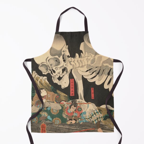 Item preview, Samurai Fighting Giant Skeleton - Vintage Japanese Ukiyo-e Woodblock. designed and sold by VintageSpaceArt.
