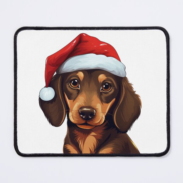 Item preview, Adorable Christmas Dachshund dog donning a Santa Claus hat designed and sold by MOA-trends.