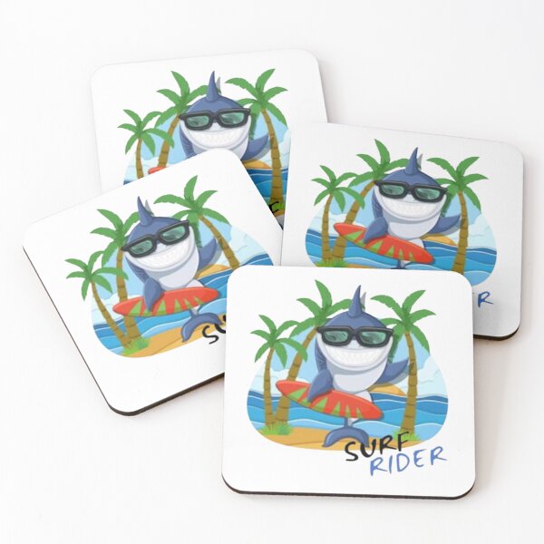 Item preview, Composition Cheerful shark surfing, SURF RIDER designed and sold by MoshisooPrint.