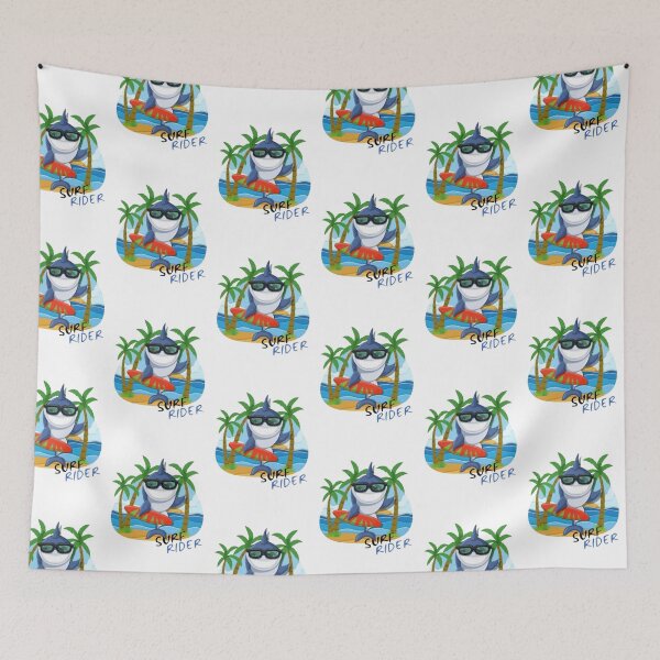 Item preview, Composition Cheerful shark surfing, SURF RIDER designed and sold by MoshisooPrint.