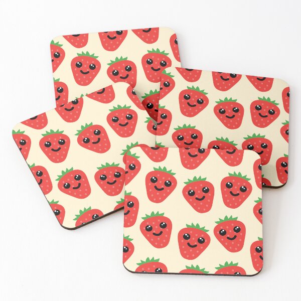 Item preview, Cute Smiling Strawberry Repeating Pattern designed and sold by PMCreative.