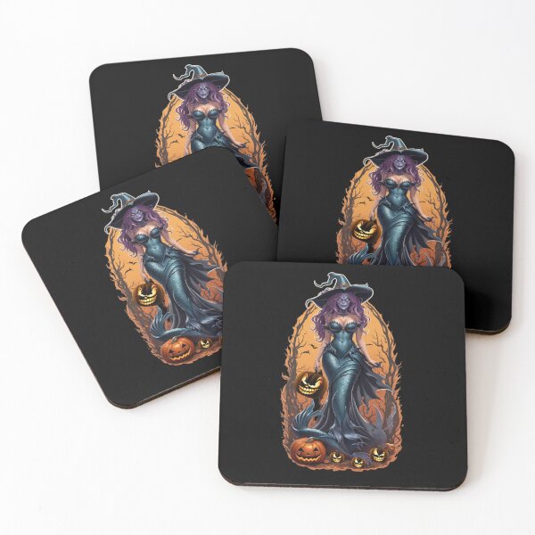 Item preview, Purple Faced Witch in an Orange Halloween Night designed and sold by SirenasWorld.