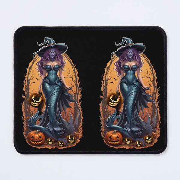 Artikelvorschau, Lilagesichtige Hexe in einer orangefarbenen Halloween-Nacht entworfen und verkauft von SirenasWorld.