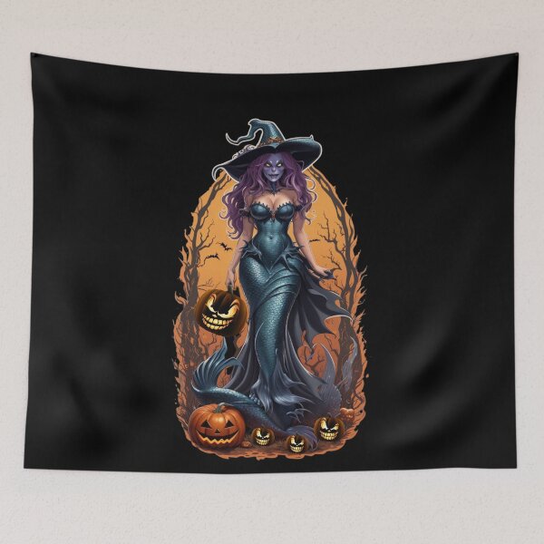Item preview, Purple Faced Witch in an Orange Halloween Night designed and sold by SirenasWorld.