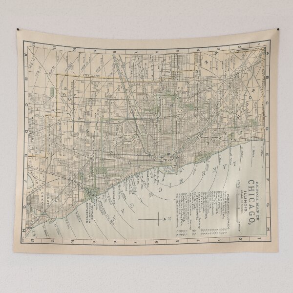 Item preview, Chicago Illinois 1893 Map Print designed and sold by VoyagerVintage.