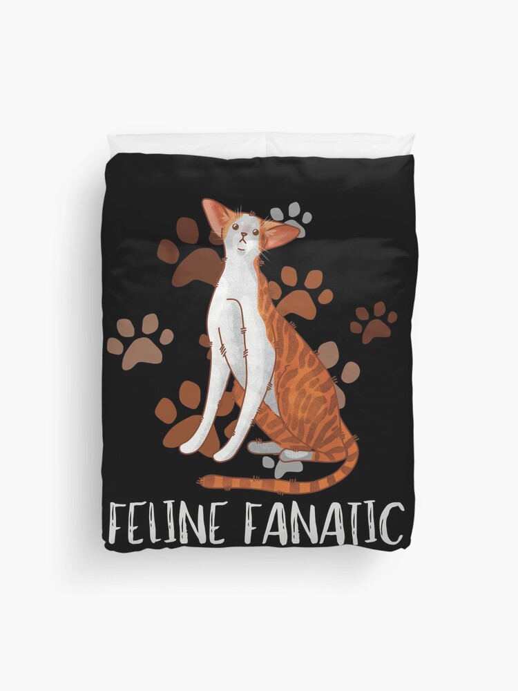 Thumbnail 1 of 2, Duvet Cover, Feline Fanatic - Oriental Cat Paws Design - Gifts for Cat Lovers designed and sold by FelineEmporium.