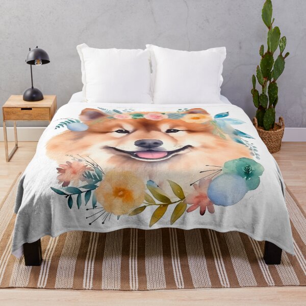 Item preview, Watercolour funny portrait of a smiling dog in flowers designed and sold by Anastasiia Yurevych.