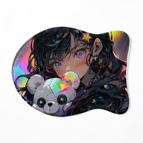 Cute Animal Ears Anime Girl Hugging Teddy Bear Sticker for Sale